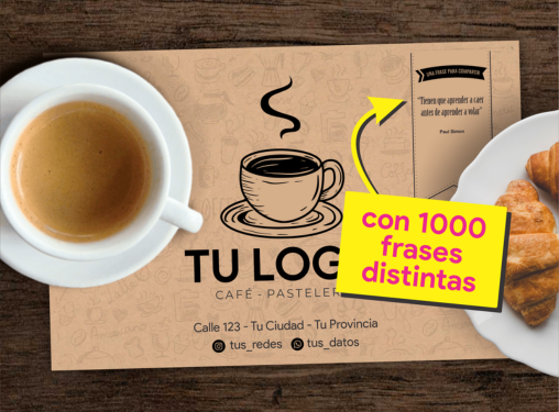 Individual café con logo y frases
